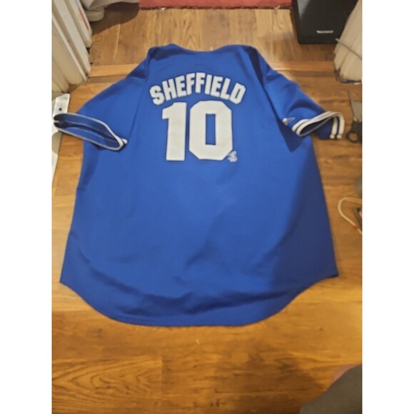 VTG 90s Majestic LA Dodgers Men’s 2XL Button Down Blue Jersey Gary Sheffield #10 - Picture 8 of 11